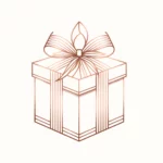 DALL·E 2024-04-03 22.44.37 - Create a simple line drawing of a gift package with a minimalistic and elegant design. The drawing should be composed of thin rose gold lines, emphasi